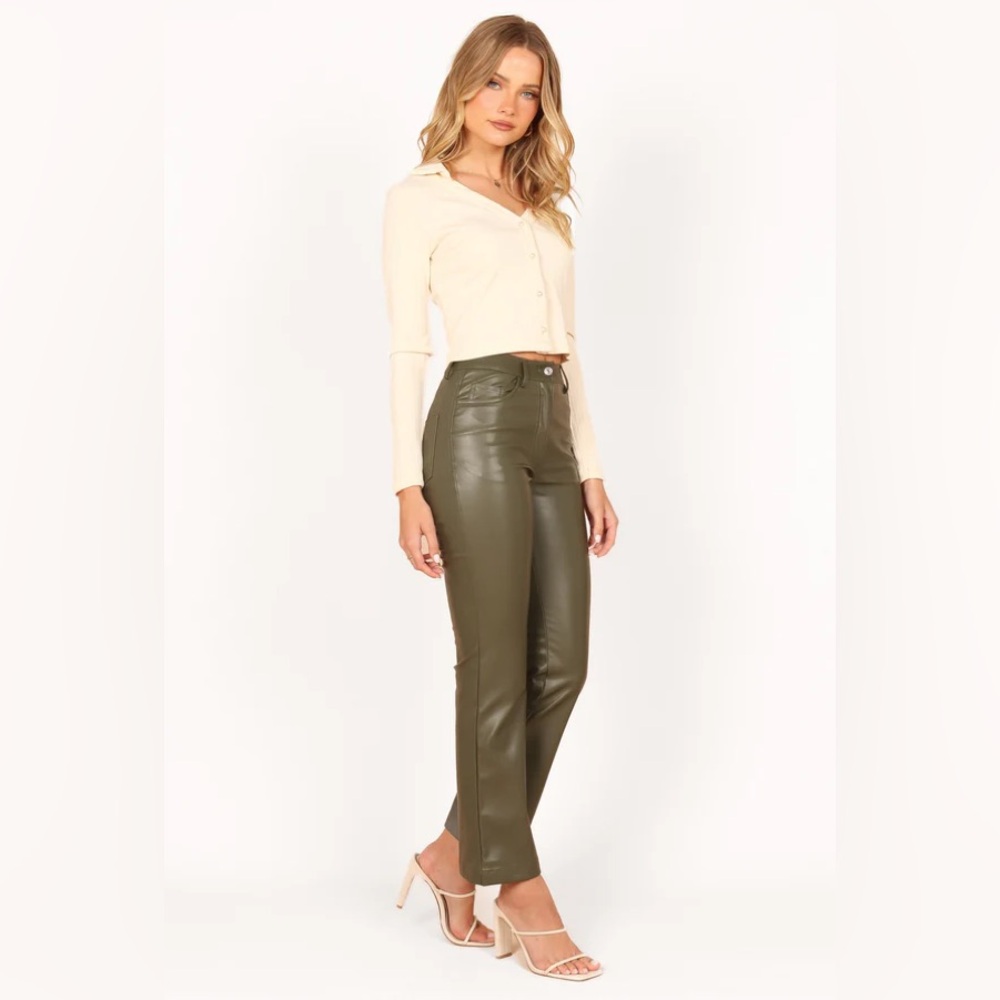 Design Lab Green Leather Pants